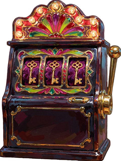 Vintage spilleautomat med gyldne nøgler på lilla fløjl i hjulene som billede på Bonus Buy-slots